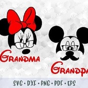 53 SVG PNG Mickey Minnie Mouse Grandma Grandpa Head Ears Polka Dots Cut Cricut Silhouette Iron on Transfer Birthday Day Shirt Family Disney