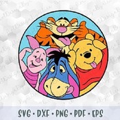 54 SVG PNG Winnie the Pooh Friends Piglet Tigger Donkey Eeyore Clipart Layered Cut files Cricut Silhouette Iron on Transfer Sublimation Prin