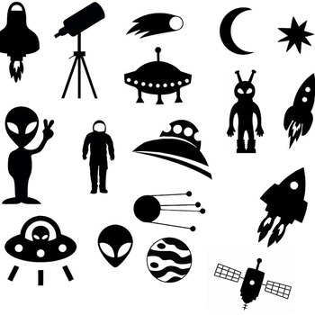 55 Space ufo shuttle svg satellite telescope aliens astronaut alien ship clip art