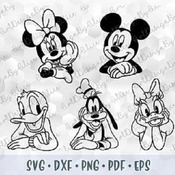 55 SVG PNG Mickey Minnie Mouse Head Face Ears Hands Goofy Donald Daisy Duck Cut files Cricut Silhouette Iron on Transfer Sublimation Outline