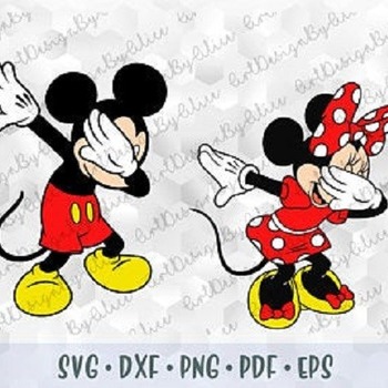 56 SVG PNG DXF Dabbing Mickey Minnie Mouse Layered Cuttable file Cricut Silhouette Iron on Sublimation Transfer Outline Dab Mickey Minnie Mo