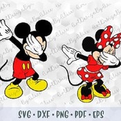 56 SVG PNG DXF Dabbing Mickey Minnie Mouse Layered Cuttable file Cricut Silhouette Iron on Sublimation Transfer Outline Dab Mickey Minnie Mo