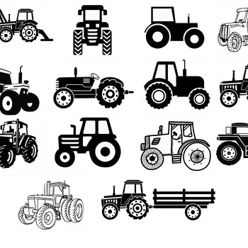 56 Tractor layered svg old antique big trailer bucket  black and white image clip art