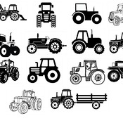 56 Tractor layered svg old antique big trailer bucket  black and white image clip art