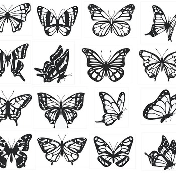 6 Butterfly svg images black and white clip art bundle cut files designs