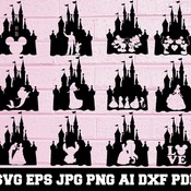 6 Disney Castle SVG Disney SVG Mickey Minnie SVG Disney Castle Silhouette Disney Castle Cut Files Castle Clipart Instant Download