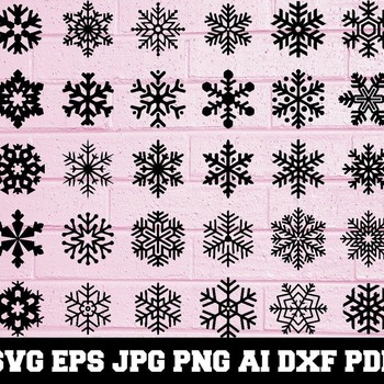 61 Snowflake SVG Snowflake Silhouette Snowflake Bundle SVG Snowflake Clipart Snowflake Cut File Winter Cut File Instant Download