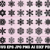 61 Snowflake SVG Snowflake Silhouette Snowflake Bundle SVG Snowflake Clipart Snowflake Cut File Winter Cut File Instant Download