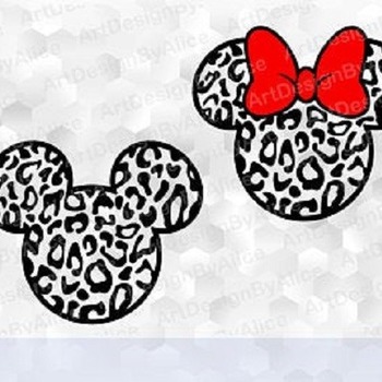 66 SVG PNG Mickey Minnie Mouse Animal Leopard Cheetah Pattern Print Head Ears Cut file Cricut Silhouette Iron on Transfer Sublimation Design