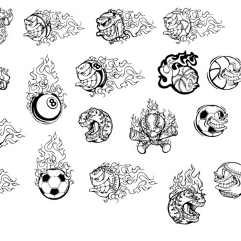 68 Angry Ball  svg baseball drawing black and white image clip art bundle