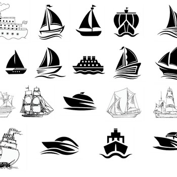 69 Boat sea svg steamer sailboat schooner motorboat vintage ship clip art black and white drawing