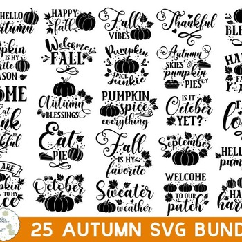 7 Fall Pumpkin SVG Bundle, Autumn SVG Bundle, Fall SVG Bundle, Fall Cut File, Thanksgiving Cut File, Fall svg, Pumpkin quotes svg, Autumn sv