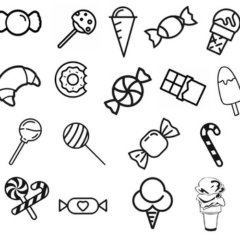 70 Candy caramel svg ice cream chocolate croissant black and white drawing clip art