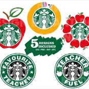 70 Starbucks Teacher Svg Teacher Fuel Bundle Favourite Apple Vector lnstant Download