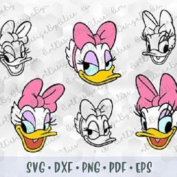 70 SVG PNG Daisy Duck Head Face Mickey Minnie Friends Layered Cut file Outline Silhouette Cricut Iron on Transfer Disney Birthday Tshirt Des