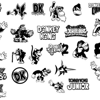 73 Donkey Kong svg 64 bundle black and white clip art image silhouette