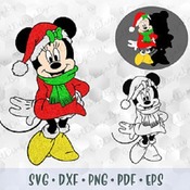 73 SVG PNG Christmas Minnie Mouse Santa Сostume Dress Vector Layered Cut File Silhouette Cricut Iron on Transfer Disney Birthday Girl Design