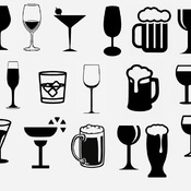 74 Mug of foamy beer svg glass of champagne martini cocktail with parasol goblet glass black and white clip art