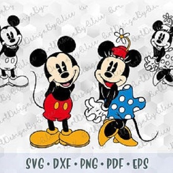 74 SVG PNG DXF Mickey Minnie Mouse Vintage Retro Old Style Layered Cut file Cricut Silhouette Iron on Sublimation Transfer Outline Stencil