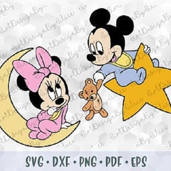 76 SVG PNG Baby Mickey Minnie Mouse Head Ears Layered Cut file Cricut Silhouette Iron on Transfer Sublimation Child Kid Mickey Minnie Disney