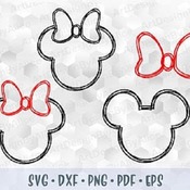 77 Minnie and Mickey Mouse Disney SVG PNG Outline Head Ears Bow Cut file Cricut Download Silhouette Iron on Sublimation Transfer Template