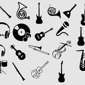 79 Music guitar svg headphones violin saxophone balalaika microphone black and white drawing clip art