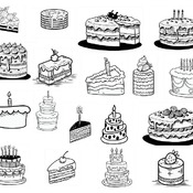 8 Cakes with strawberry svg painted piece birthday clip art bundle