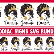 8 Zodiac SVG Bundle, zodiac sign svg, astrology svg, horoscope svg, afro svg, aries svg, taurus svg, gemini svg, leo svg, virgo svg, libra s