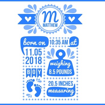 83 Birth stats svg, welcome baby svg, birth announcement svg, baby boy svg, newborn svg, baby svg, baby stats template svg,svg files for cri