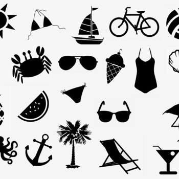 83 Summer clip art svg bundle glasses swimsuit shell ball palm tree pineapple yacht cocktail bike