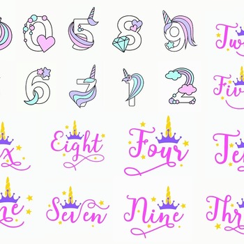 83 Unicorn Numbers svg,cut files,silhouette clipart,vinyl files,Vector Digital,svg file,svg cut file,clipart svg,graphics clipart