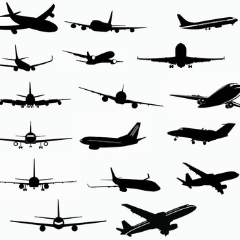 86 Flying airplane svg modern passenger aviation drawing black and white image clip art