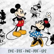 86 SVG PNG Minnie Mickey Mouse Vintage Retro Old School Style Disney Layered Cut files Outline Cricut Design Silhouette Iron on Sublimation