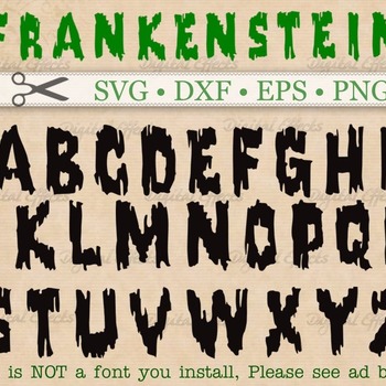 87 FRANKENSTEIN Svg Monogram Letters, SVG, Dxf, Eps, Png, Spooky Halloween SVG Letters, Silhouette & Cricut, Letters Only-See Ad Details Bel