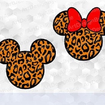 87 Mickey Minnie Mouse SVG PNG Animal Leopard Cheetah pattern Head Ears Layered Cut file Cricut Silhouette Iron on Transfer Sublimation Desi