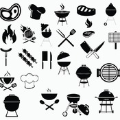 88 Bbq grill svg bacon brazier drawing kit black and white image clip art bundle