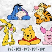 88 Layered SVG PNG DXF Winnie the Pooh Eeyore Donkey Piglet Tigger Pooh Cut files Cricut Silhouette Iron on Transfer Classic Pooh Crossed Ha