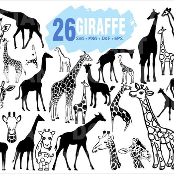 91 Giraffe Bundle Giraffe wild life svg africa animals Clipart Cricut Silhouette eps dxf png svg Digital files