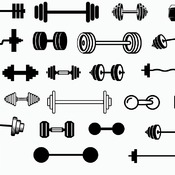 95 Barbell dumbbell svg curved icon bundle black and white image clip art