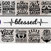 95 Blessed SVG Bundle, blessed mom svg, christian svg sayings, jesus svg, god svg, not today satan svg, pray svg, pray more worry less svg,