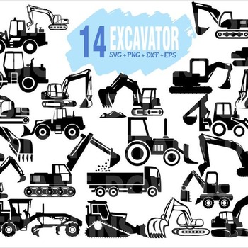 95 Exacavator SVG Construction Vehicle Digger Vehicle svg decal stencil vinyl cut file silhouette iron on