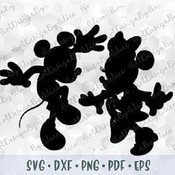 95 SVG PNG DXF Mickey Minnie Mouse Dancing Head Ears Hands Black Silhouette Cut file Cricut Iron on Transfer Print Sublimation Disney Design