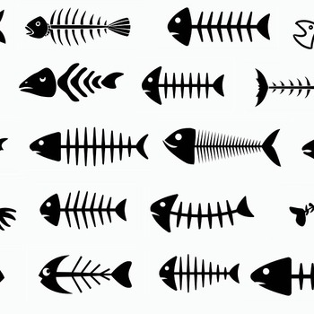 96 Fish bone arrow svg bundle black and white clip art image