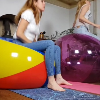 Brianna and Evelyn bounces beachball 2