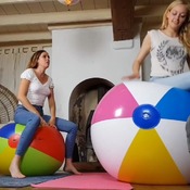 Brianna and Evelyn bunces beachball