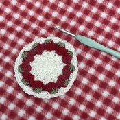 Coquette strawberry coaster crochet pattern