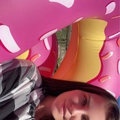Deflating donutheart float before storm