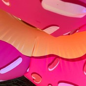 Deflating donutheart float before storm