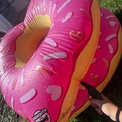 Inflating donutheart float on the  season