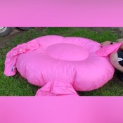 Inflating flamingo float with air compressor